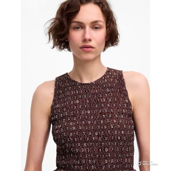 Madewell Dusty Plum The Melody Smocked Midi Dress in Daisy Print Size Large NWT - Picture 4 of 17